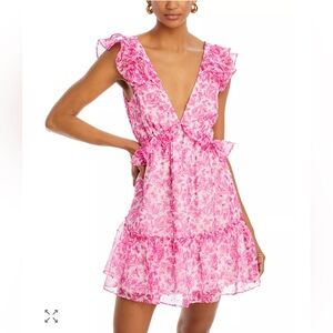 Aqua Pink Floral Mini Dress